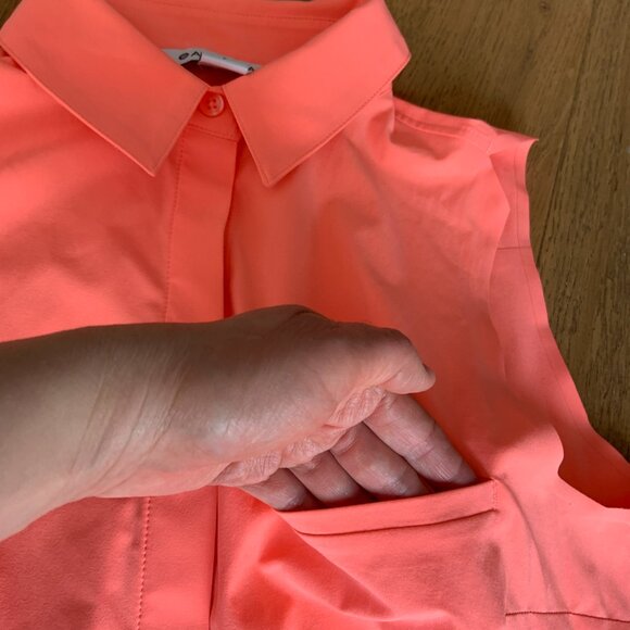 Women's Athleta Urbanite II Button Up Tank Top Bright Coral Size S - Picture 6 of 9
